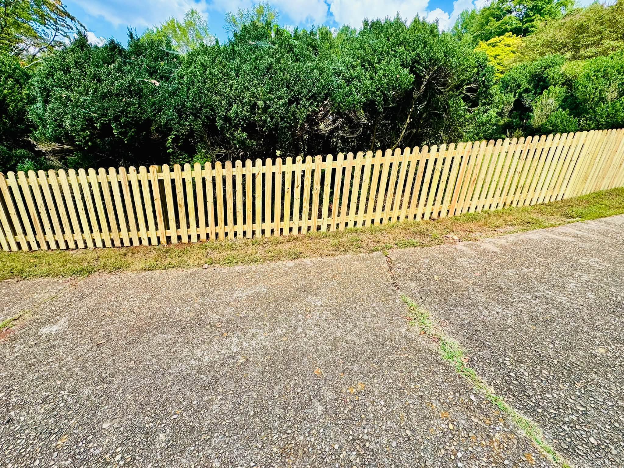 Wood picket fence built by Athens Fence Company